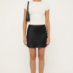 Renee C. Black Satin-Finish Mini Skirt Size Medium